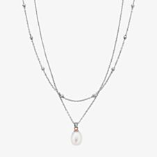 Clogau Ladies Sterling Silver Beachcomber Layered Single Pearl Necklace 3SBCH829