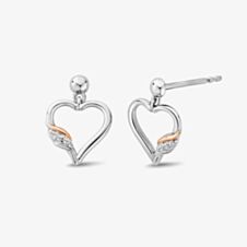 Clogau Past Present Future Silver White Topaz Heart Stud Earrings 3SPPF0800