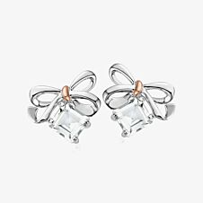 Clogau Silver 9ct Rose Gold Cubic Zirconia Christmas Bow Earrings 3SCGS0715