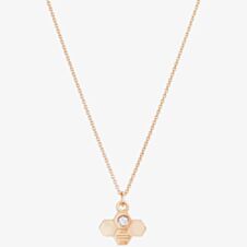 Rose Gold Plated Cubic Zirconia Large Bee Pendant Necklace BPL1-RGP-CZ
