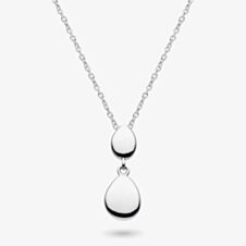 Kit Heath Sterling Silver Coast Pebbles Twin Droplet Necklace 90186RP