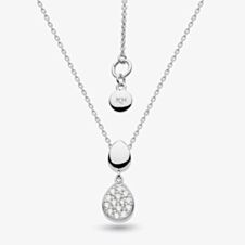 Kit Heath Sterling Silver Coast Pebbles Twin Droplet Pave Cubic Zirconia Necklace 90188CZ
