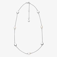 Kit Heath Sterling Silver Coast Pebble Pearl Station Necklace 90183FP