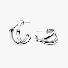 Kit Heath Sterling Silver Serenity Crossover Hoop Earrings 61186RP