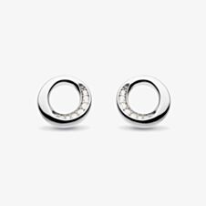 Kit Heath Sterling Silver Bevel Cirque Cubic Zirconia Pave Stud Earrings 3152CZ