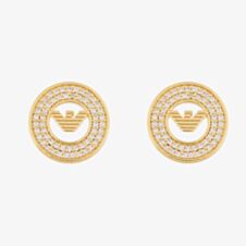 Emporio Armani Gold Tone Round Logo Coin Stud Earrings EG3629710