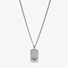 Emporio Armani Mens Silver Dog Tag Necklace EGS3125040