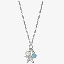 Fossil Elliot Sea Stars Chalcedony & Freshwater Pearl Necklace JFS00573040