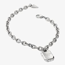 Guess Hashtag GUESS Crystal Dog Tag Chain Bracelet JUBB04261JW RH L