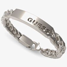 Guess X Logo Silver Tone Tag Chain Bracelet UXB03004STL