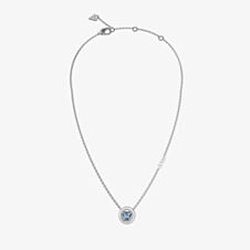 Guess Mama Non Mama Silver Tone Blue Crystal Heart Halo Necklace UBN04667RHLS