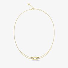 Guess Stylish Gold Tone Crystal Double Link Chain Necklace UBN04580YG