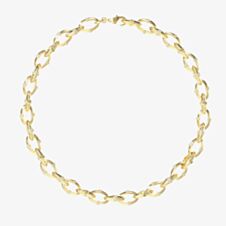 Guess Bamboo Gold Tone Crystal 18 Inch Link Necklace UBN05162YG