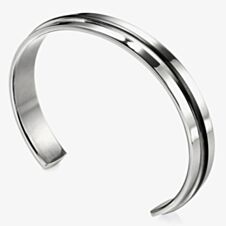Fred Bennett Stainless Steel Black PVD Stripe Open Cuff B3393