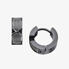 Fred Bennett Stainless Steel Gunmetal Chevron Hoop Earrings E6396