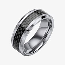 Fred Bennett Tungsten & Black Fibre Stripe Ring R3885