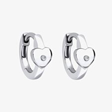 D For Diamond Silver Heart Hoop Earrings E6394