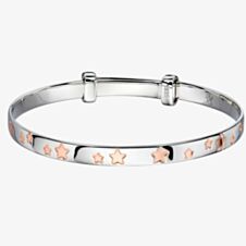 Little Star Jessica Silver & Rose Gold Plated Stars Baby Bangle LSB0131