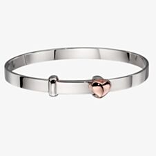 Little Star Fleur Silver & Rose Gold Plated Heart Baby Bangle LSB0212