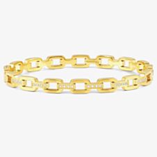 Nomination Pretty Bangles Gold Plated Square Link Cubic Zirconia Bangle 029509/012