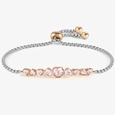Nomination Milleluci Colour Stainless Steel Pink Crystal Hearts Bracelet 028011/003