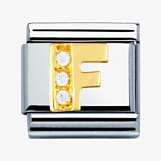 Nomination CLASSIC Gold Letters Cubic Zirconia F Charm 030301/06