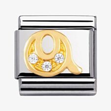 Nomination CLASSIC Gold Letters Cubic Zirconia Q Charm 030301/17