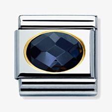 Nomination CLASSIC Gold Oval Faceted Cubic Zirconia Black Charm 030601/011