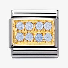 Nomination CLASSIC Gold Pave Light Blue Cubic Zirconia Charm 030314/05