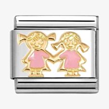 Nomination CLASSIC Gold & Pink Two Girl Sister Charm 030272/91