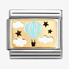 Nomination CLASSIC Stainless Steel 18ct Yellow Gold Blue Hot Hair Balloon Charm 030289/17