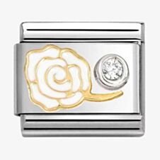 Nomination CLASSIC Stainless Steel 18ct Yellow Gold Cubic Zirconia White Rose Charm 630302/07