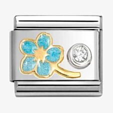 Nomination CLASSIC Stainless Steel 18ct Yellow Gold Cubic Zirconia Blue Myosotis Charm 630302/09