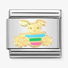 Nomination CLASSIC Composable Gold Easter Rabbit with Flowers Charm 030272/74