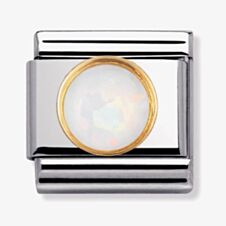 Nomination CLASSIC Gold Round Stones White Opal Charm 030503/07