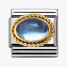 Nomination CLASSIC Gold Stones Oval Light Blue Topaz Charm 030508/13