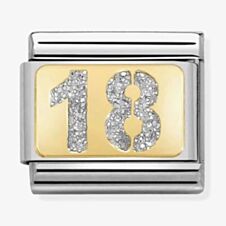 Nomination CLASSIC Gold Glitter Number 18 Charm 030224/01