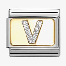 Nomination CLASSIC Silver Glitter Letter V Charm 030291/22