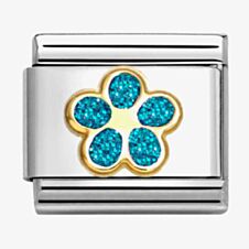 Nomination CLASSIC Turquoise Glitter Flower Charm 030220/16