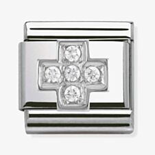 Nomination CLASSIC Silvershine White Cubic Zirconia Cross Charm 330304/03
