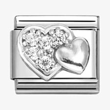 Nomination CLASSIC Double Silver Pave & Raised Heart Charm 330304/47