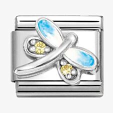 Nomination CLASSIC Silvershine Yellow Cubic Zirconia Blue Dragonfly Charm 330321/10