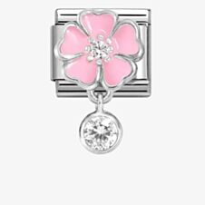 Nomination CLASSIC Silvershine Pink Flower Round Cubic Zirconia Dropper Charm 331814/03