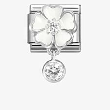 Nomination CLASSIC Silvershine White Flower Round Cubic Zirconia Dropper Charm 331814/06