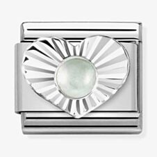 Nomination CLASSIC Composable Milky Aquamarine Heart Fluted Bezel Charm 330508/31