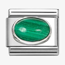 Nomination Stainless Steel & Silver Malachite Stone Charm 330510/48
