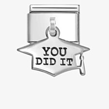 Nomination Stainless Steel & Silver You Did It Graduation Hat Pendant Charm 331811/10