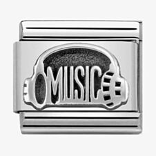 Nomination CLASSIC Silvershine Oxidised Symbols Headphones With Music Charm 330101/34