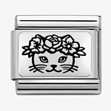 Nomination CLASSIC Composable Plates Cat with Flowers Charm 330111/23