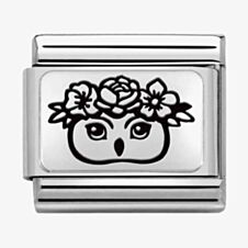 Nomination CLASSIC Composable Plates Owl with Flowers Charm 330111/30